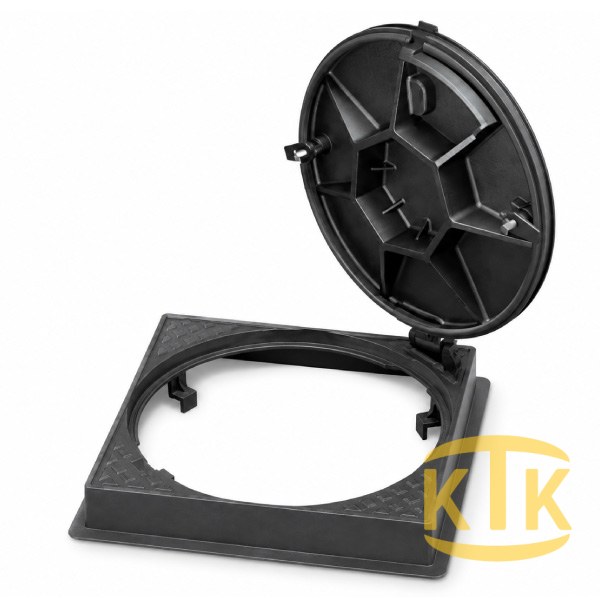 Döküm Yuvarlak Kare Çerçeveli Rögar Kapağı Takımı Ø600 mm (DKT.600-C5)