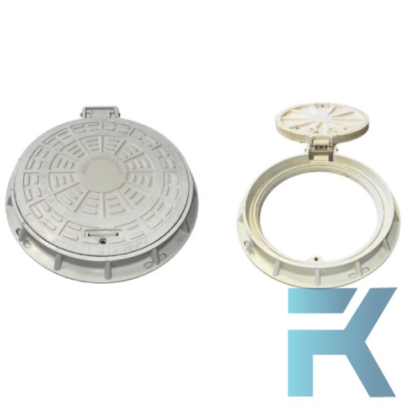 FK-600-MYB-B125 Kompozit Yuvarlak Rögar Kapağı Takımı Menteşeli Ø600 mm | B125