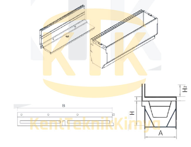 AK-FDK-5012-B125 Fuga Drenaj Kanalı 125x500x120 (B125) - Fibre Kompozit