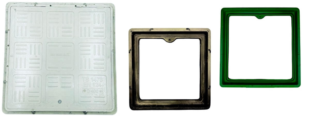 FK-400-D-D400 Kompozit Kare/Dikdörtgen Rögar Kapağı Takımı 400x400 mm | D400 ürün görseli