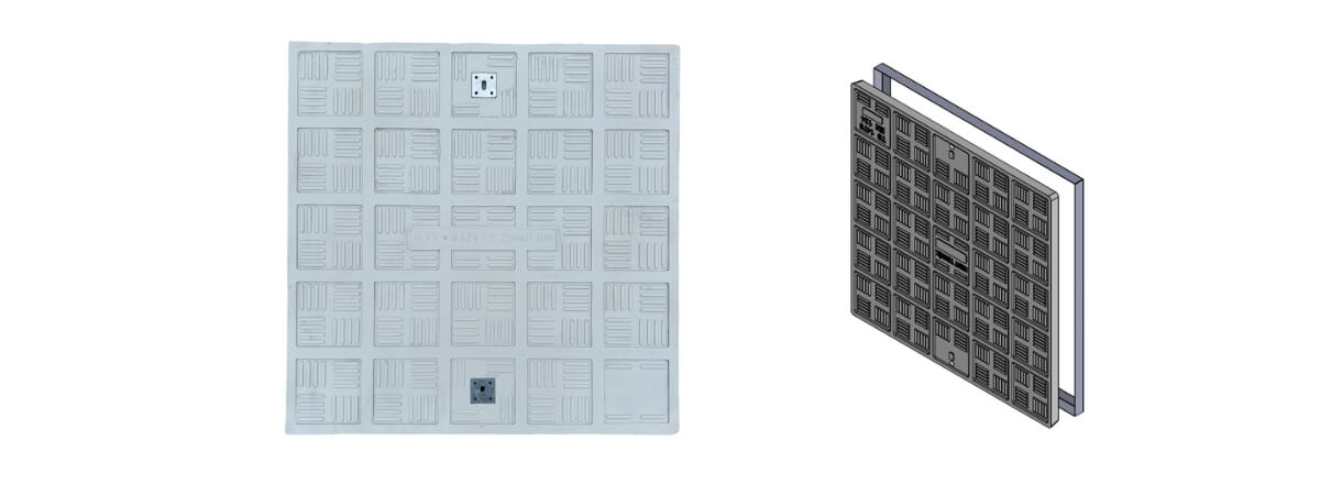 FK-800-D-D400 Kompozit Kare/Dikdörtgen Rögar Kapağı Takımı 800x800 mm | D400 ürün görseli